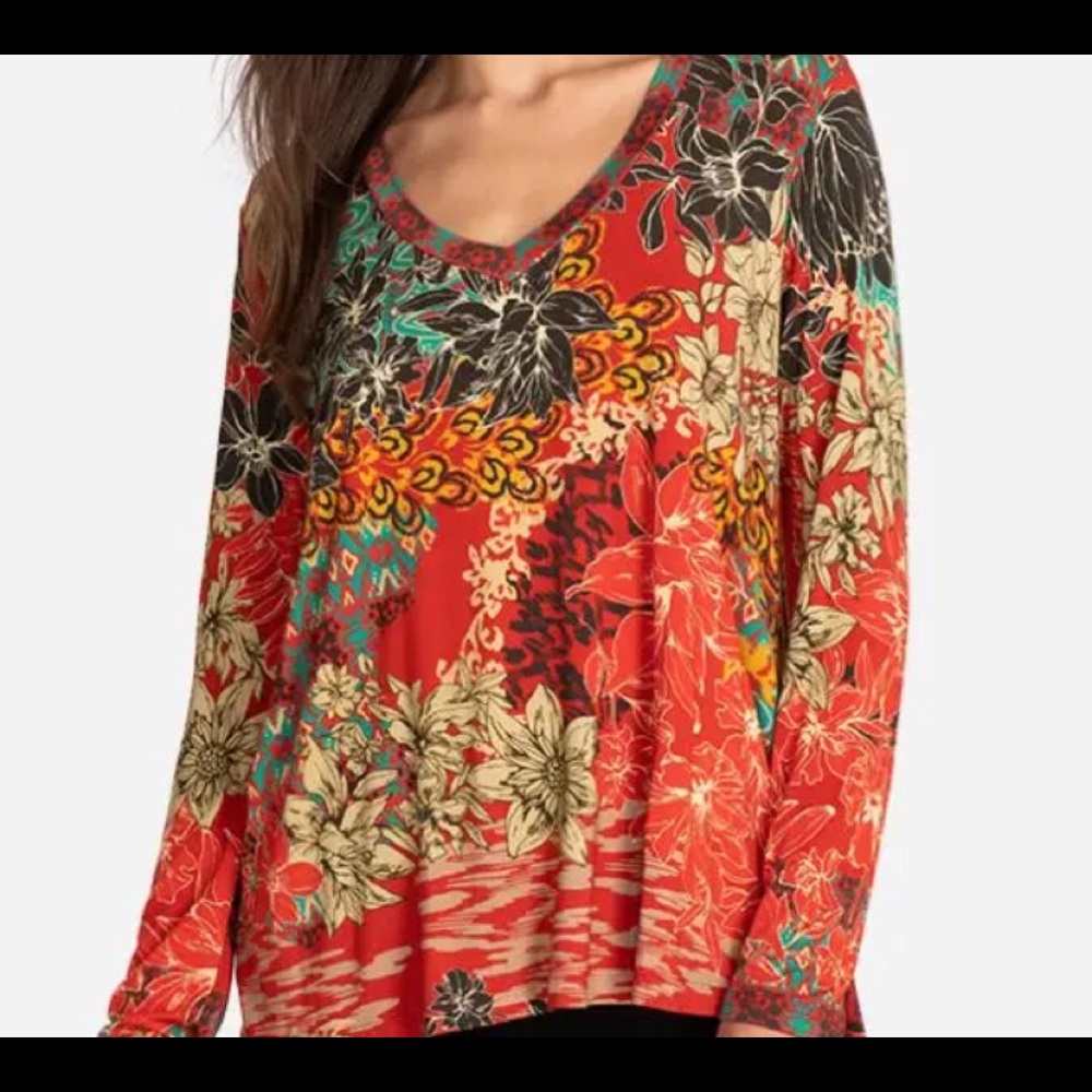 Johnny Was V-Neck Swing Shirt